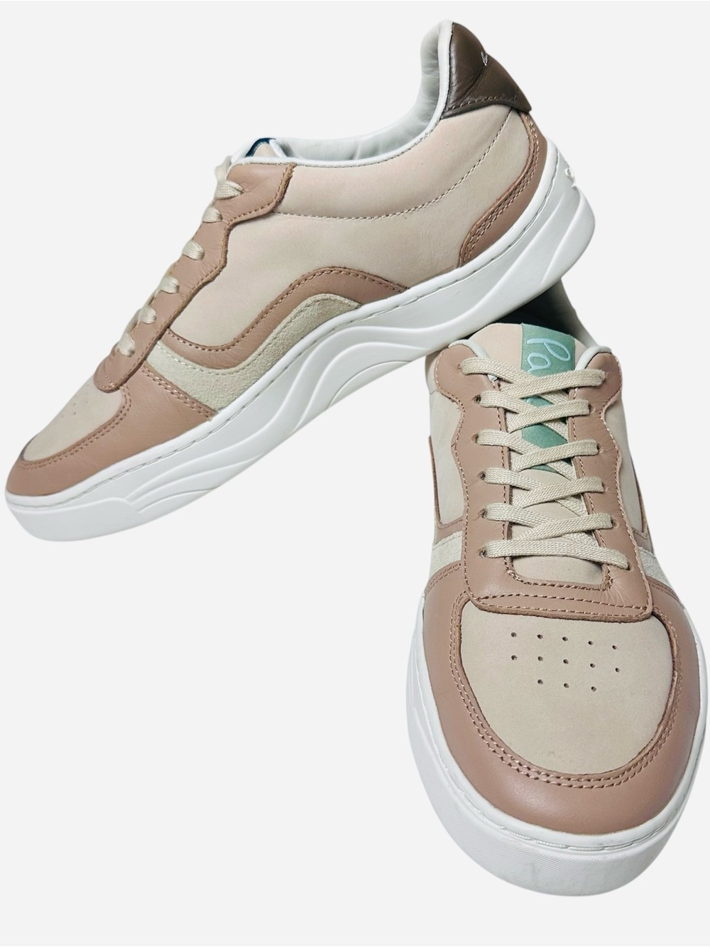 Paul Smith Women’s EU 40 US 9 Eden Tan & Cream Leather Nubuck Sneakers Trainers